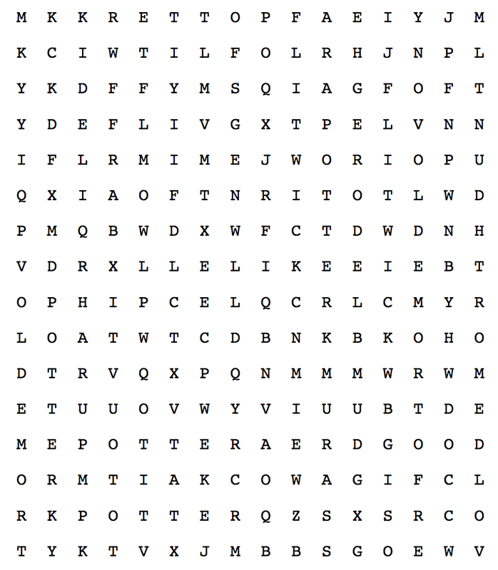 Image is the word search for the above described assignment option. 